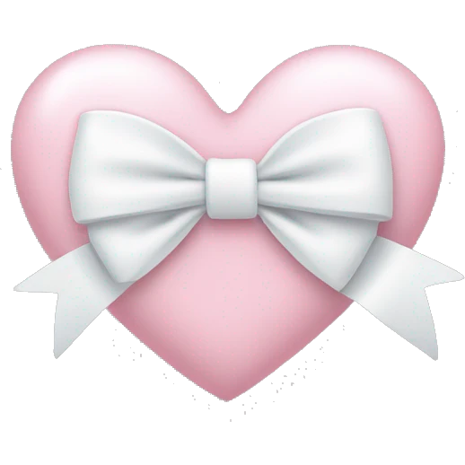 Pastel pink heart with white bow emoji