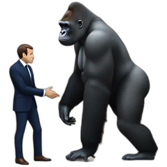 Gorilla meeting Emanuel Macron emoji
