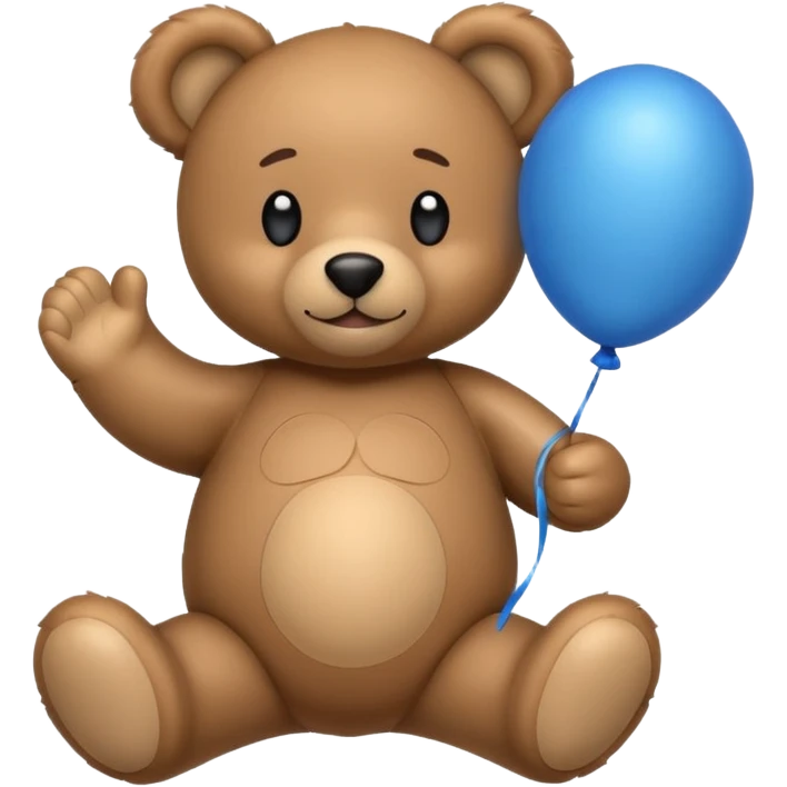Emoji teddy set down with a baloon bleue emoji