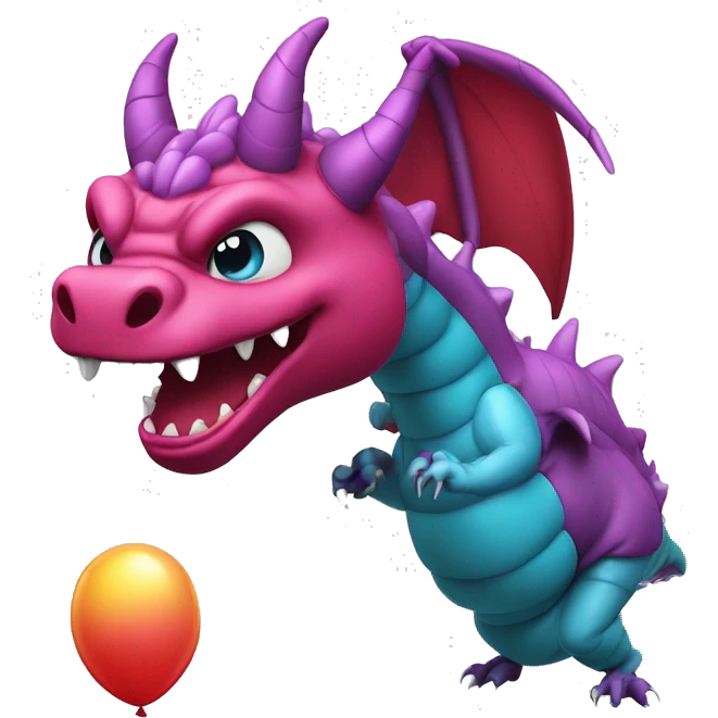a dragon being inflated like a balloon and then it becomes a big round bouncy inflated dragon balloon emoji