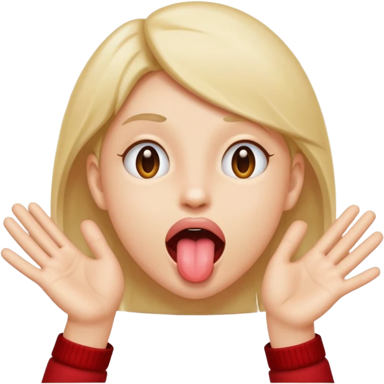 face with its tongue out and hands moving out emoji