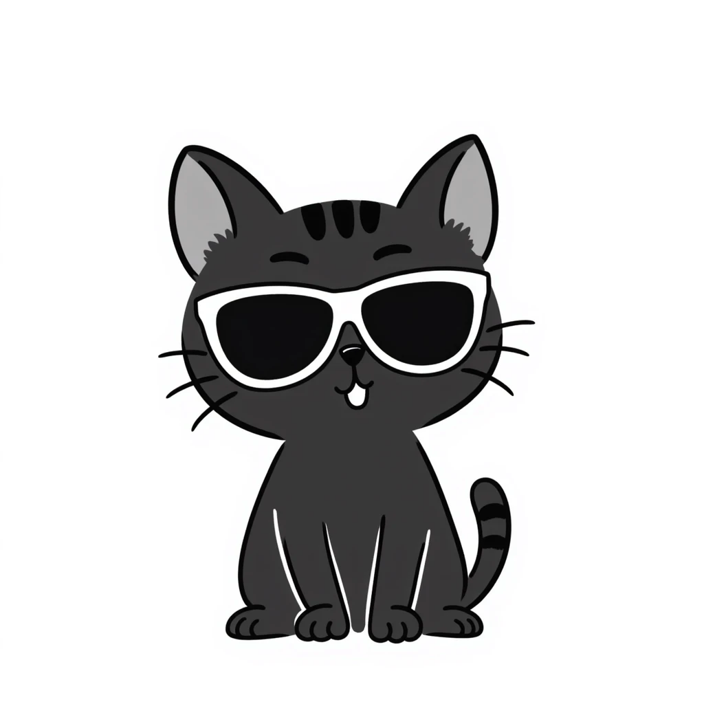 cute cat wearing stylish sunglasses emoji