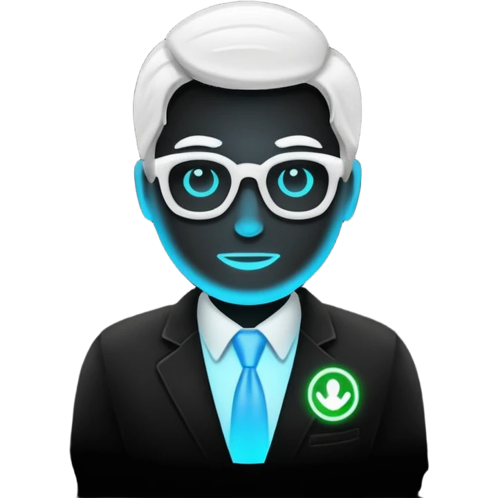 Administrator black white glowing logo icon transparent background emoji