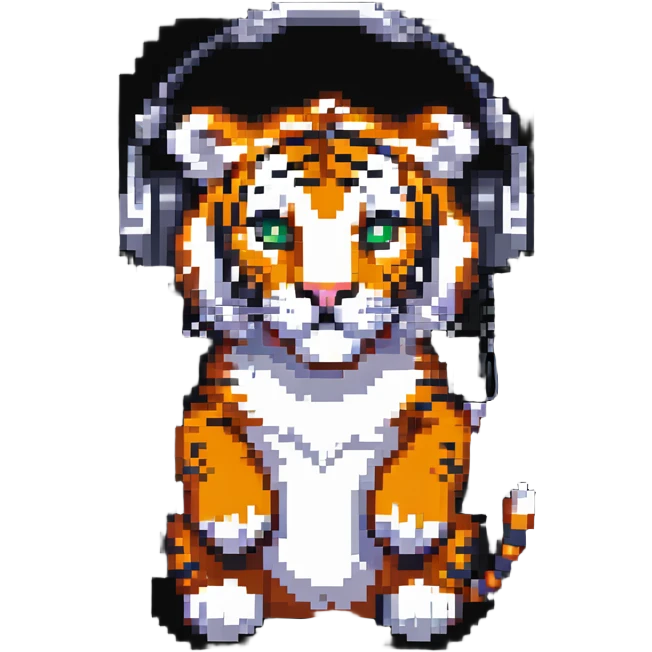 minimalist tiger wearing headphones emoji