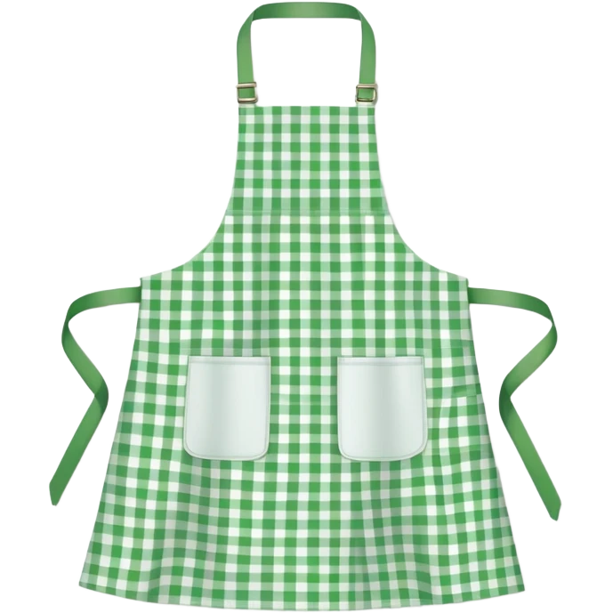 light green gingham apron emoji