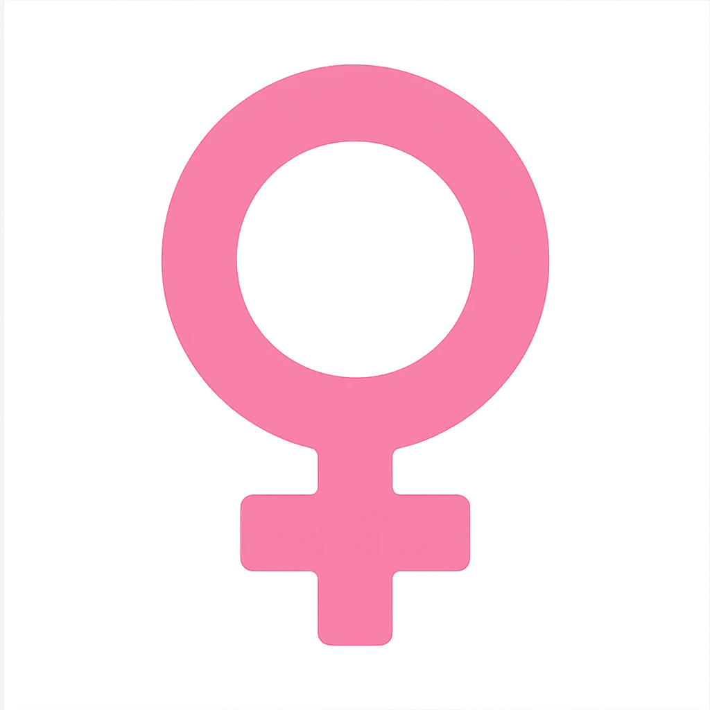 female gender symbol, flat pink, minimal emoji style, modern look, color icon style emoji
