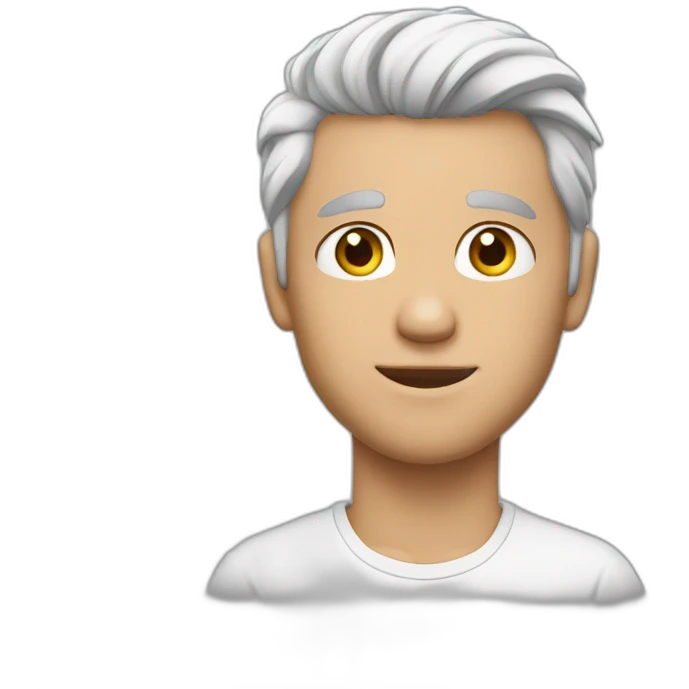 Chad face, jaw line, white hair, ear ring, young man emoji
