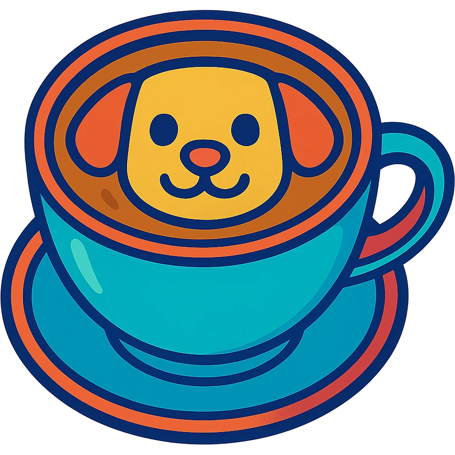 dog latte, vibrant colors, cartoon style emoji