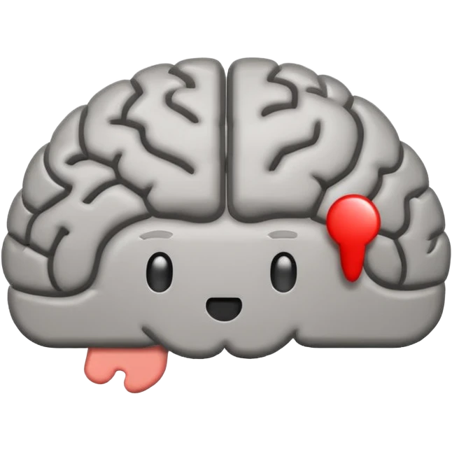 brain emoji with a low battery logo emoji