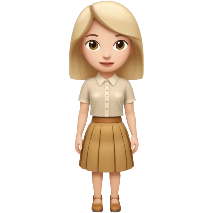 A 3D cartoon outfit with a blouse and skirt arranged together, clean background, natural light, realistic Memoji-style look. emoji