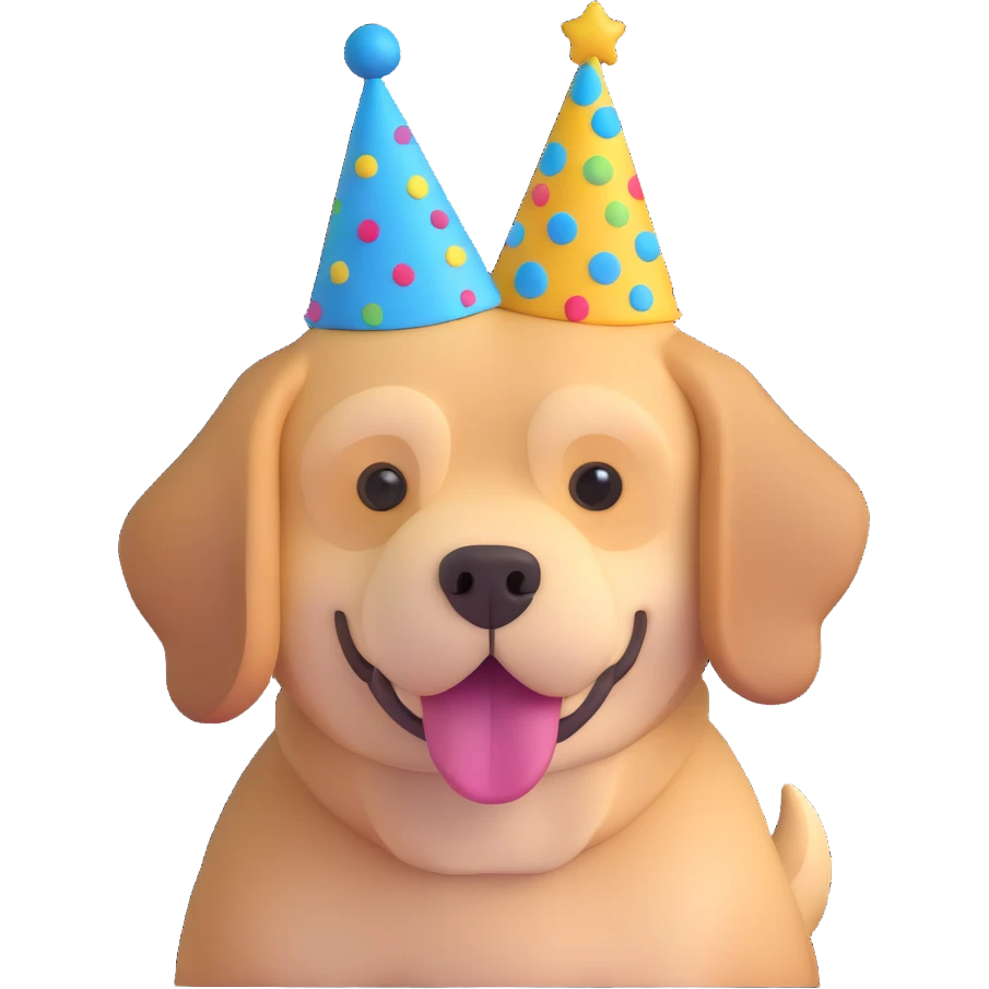 dog wearing a birthday hat emoji