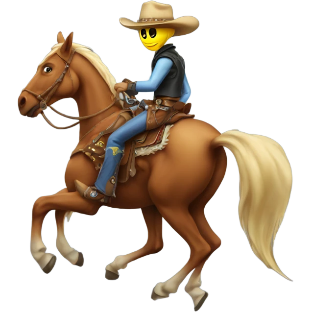 A cowboy alien in cowboy attire, riding a horse  emoji