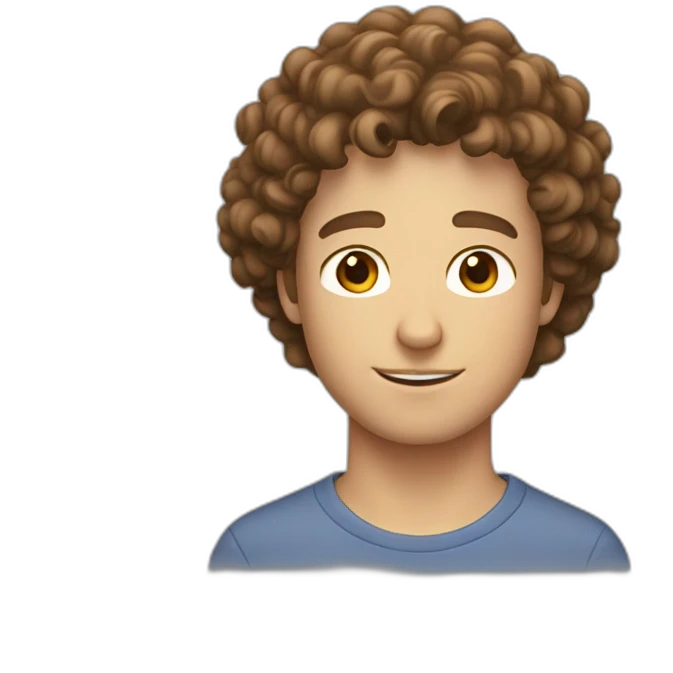 white guy with brown curly hair on top and normal hair on sides emoji