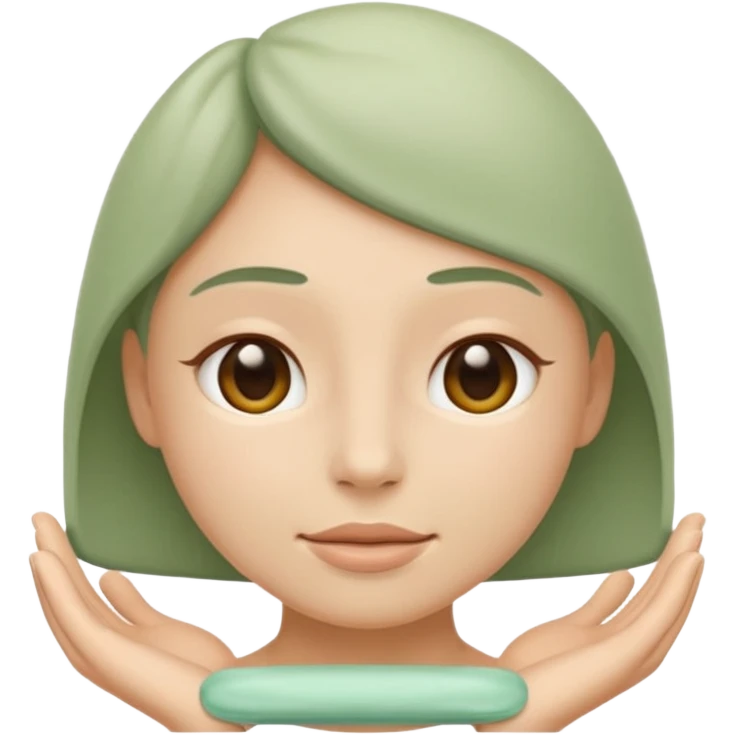 Minimal wellness emoji representing tighter skin and firmness,
subtle lifting effect, smooth contours, calm and natural,
no beauty or cosmetic symbols, soft sage green color palette emoji