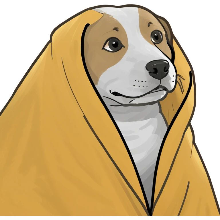 Dog covered in a blanket  emoji