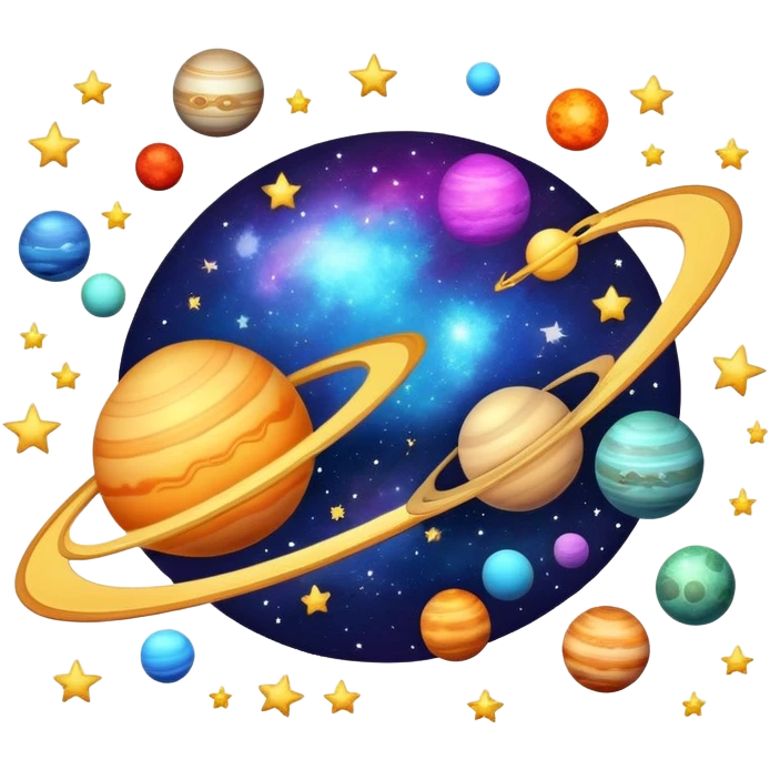 galaxy with stars and planets emoji