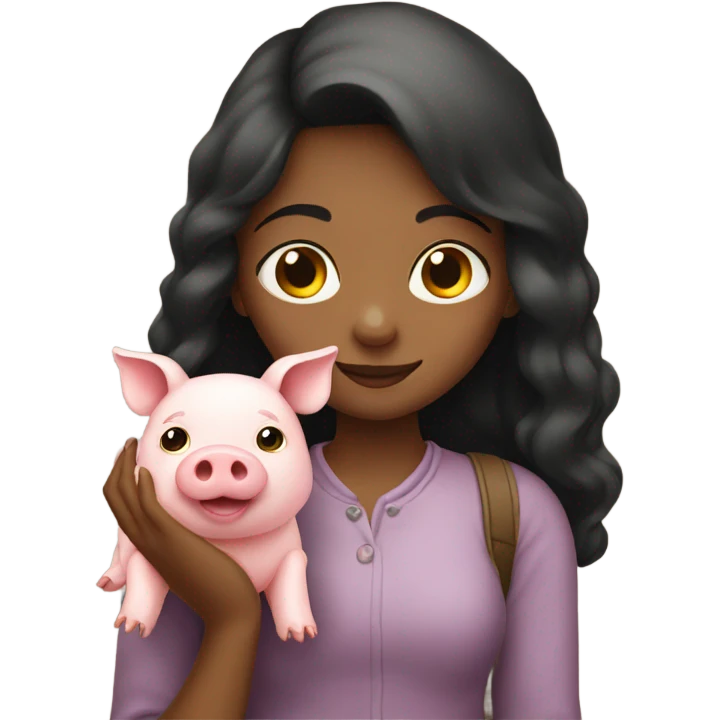 Girl holding a pig emoji