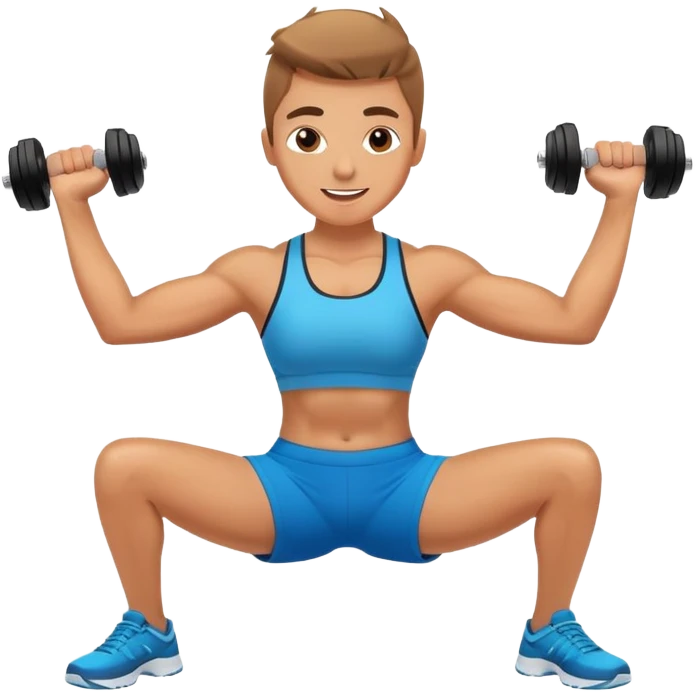 Energetic fitness instructor stretching with dumbbells emoji