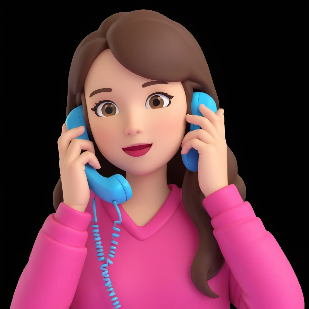 girl talking on phone bedroom background, close up pose emoji