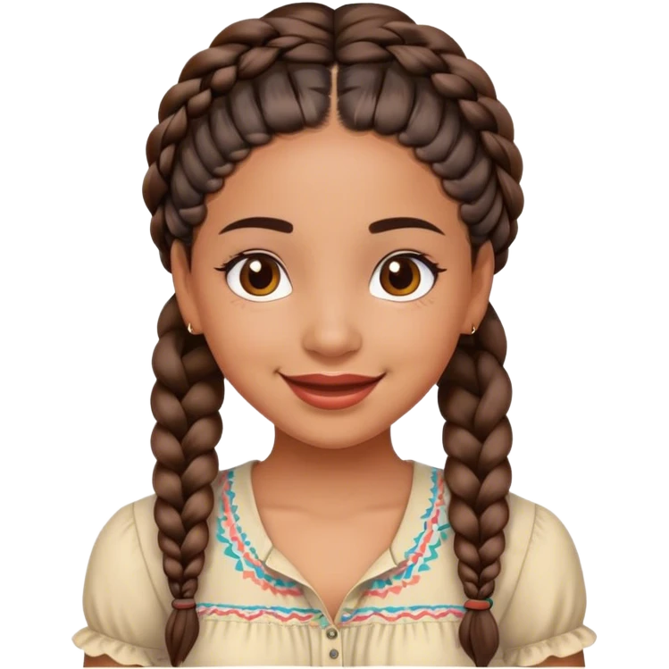 very cheerful latina girl, with braids, with blouse emoji