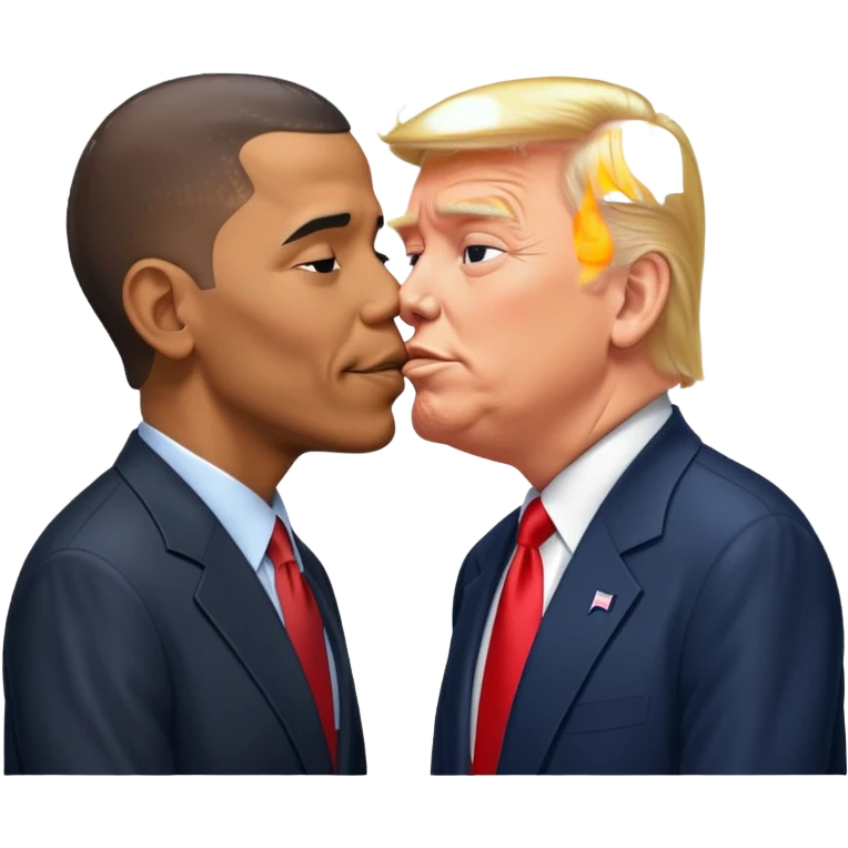 Barrack Obama and Donald trump kissing emoji