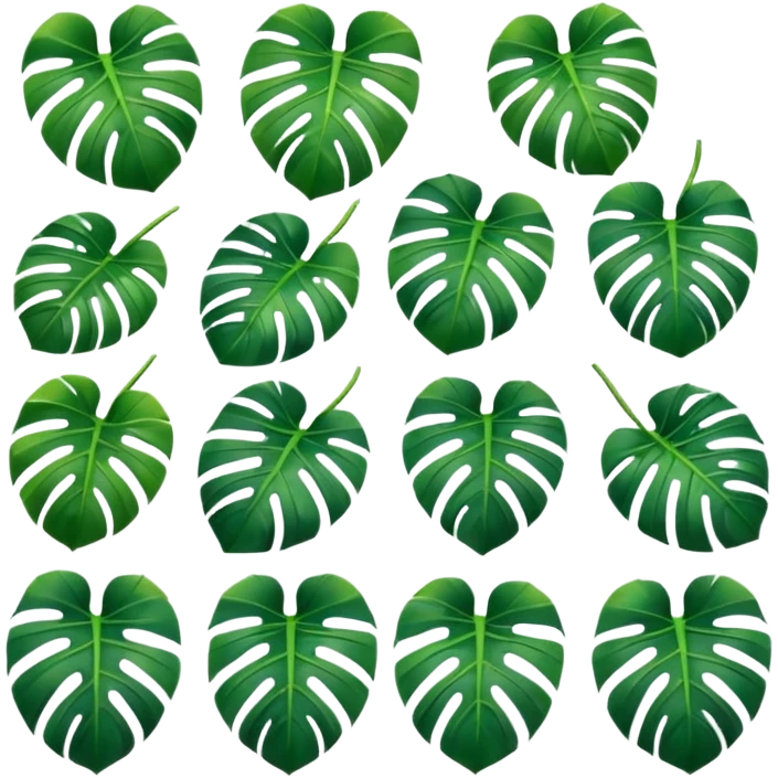 ten small icons of mostera leaves emoji