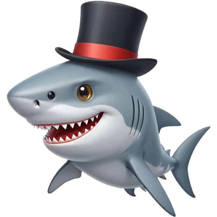 Shark with a top hat emoji
