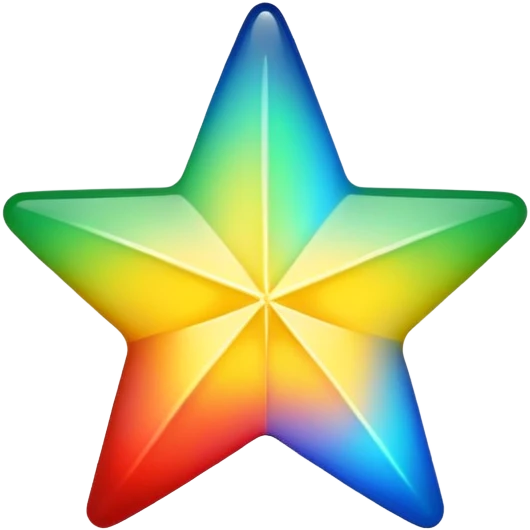 Star that color green yellow blue white and red emoji