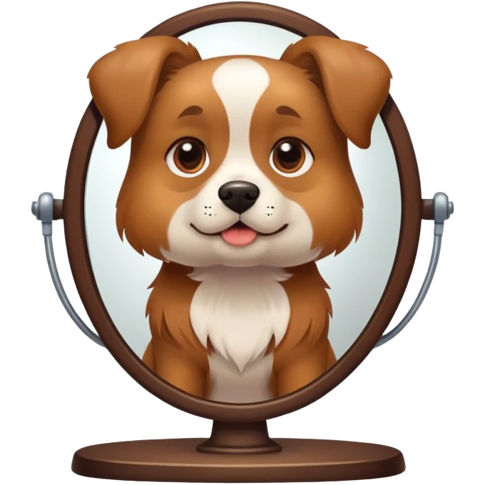 A dog that’s really cutie in the mirror emoji