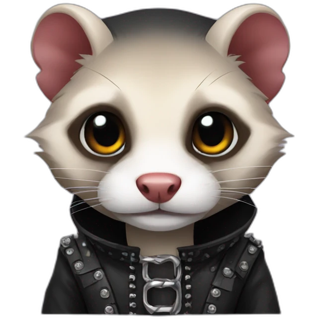Red ferret wearing gothic heavy metal clothing emoji