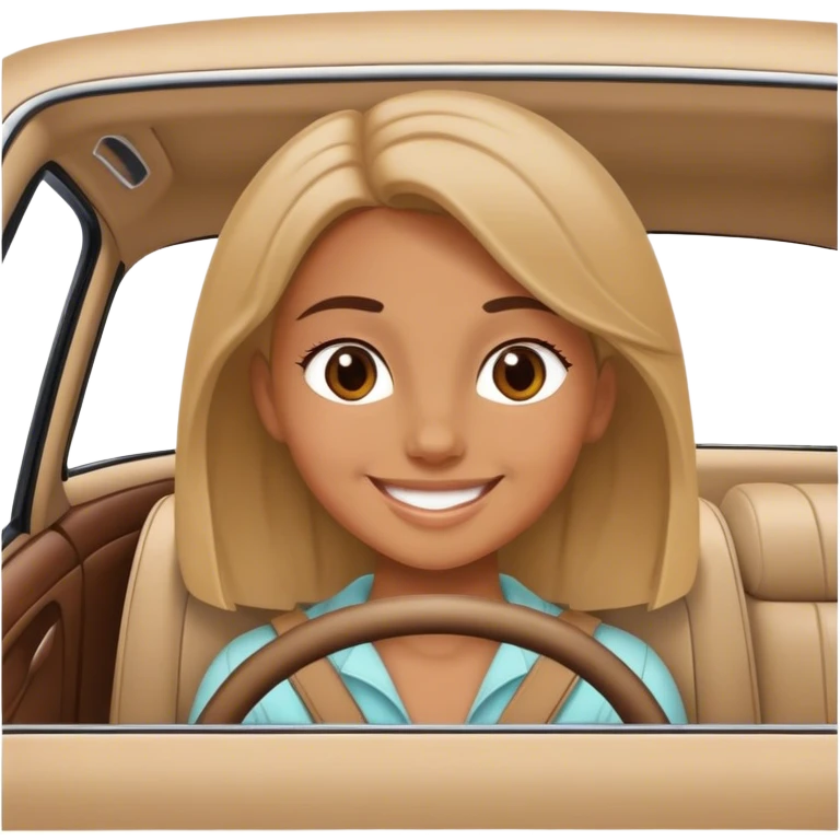 smiling girl in car interior emoji