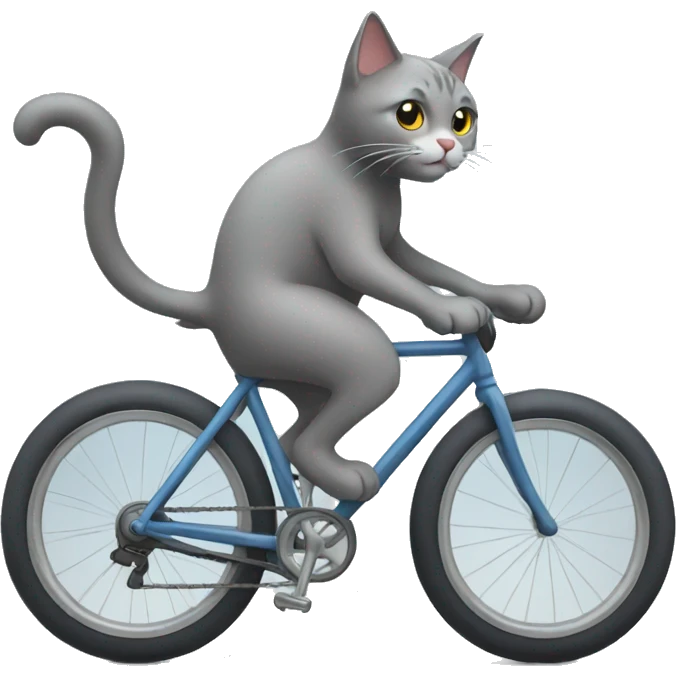 Grey Cat riding a bike  emoji