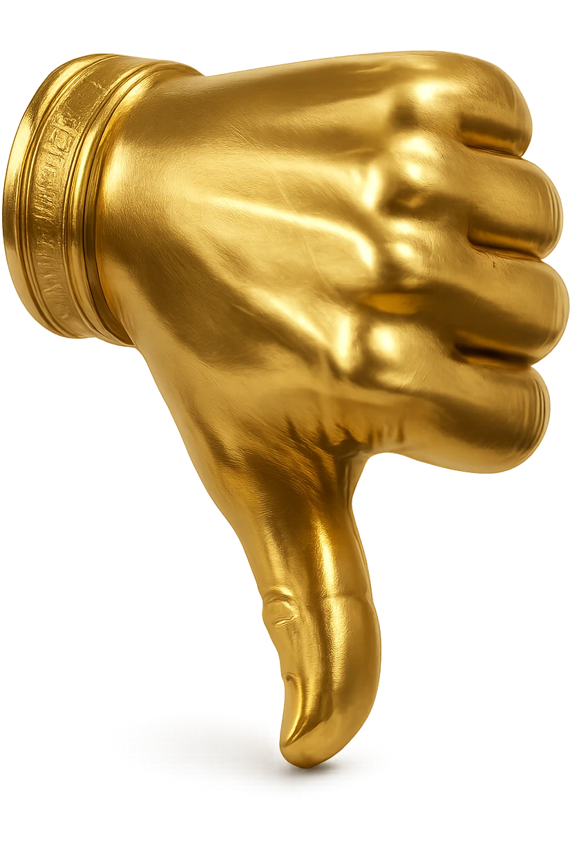 3D thumbs down, metallic finish, no text emoji
