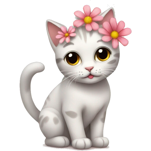 cute cat with flower emoji