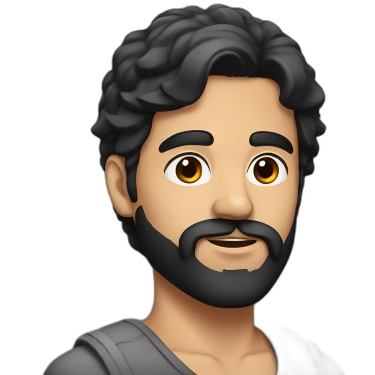 Persian man with black hair and beard emoji