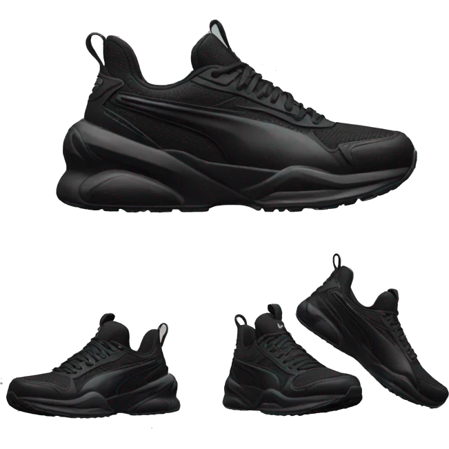 black puma running shoes black logo emoji