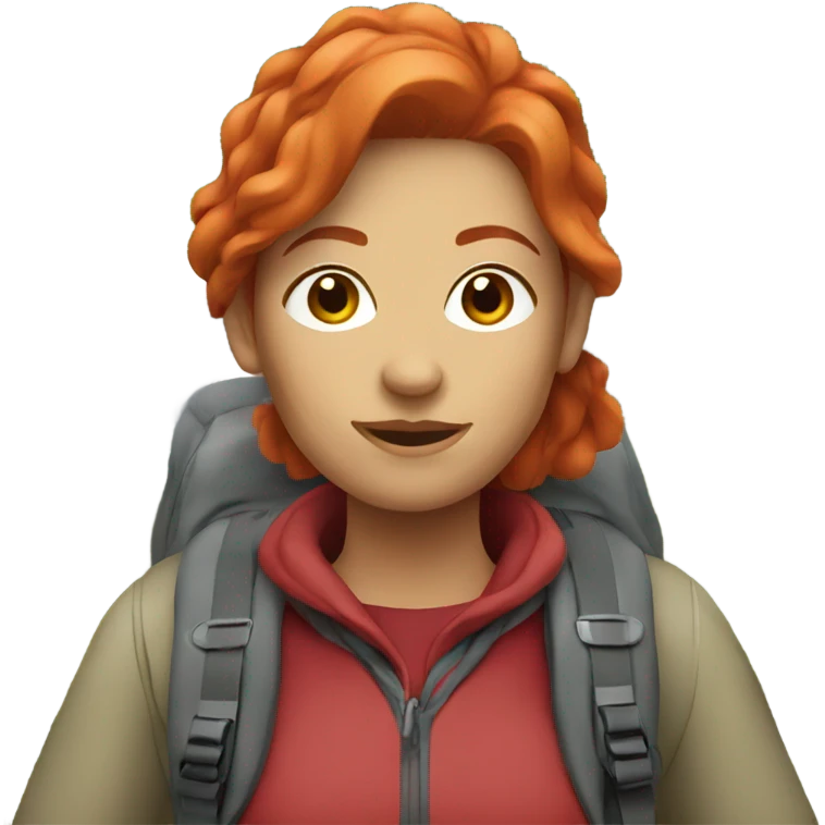 woman hiker with red hair emoji