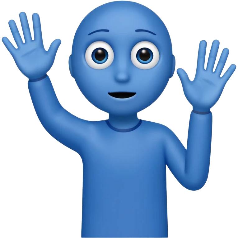an annoying person saying "6 7" every second waving their hands, and their body is just the letters 6 and 7. they are blue. their eyes are at the top of the 7 and the hole in the 6.the have black legs and arms, but their hands are white. emoji