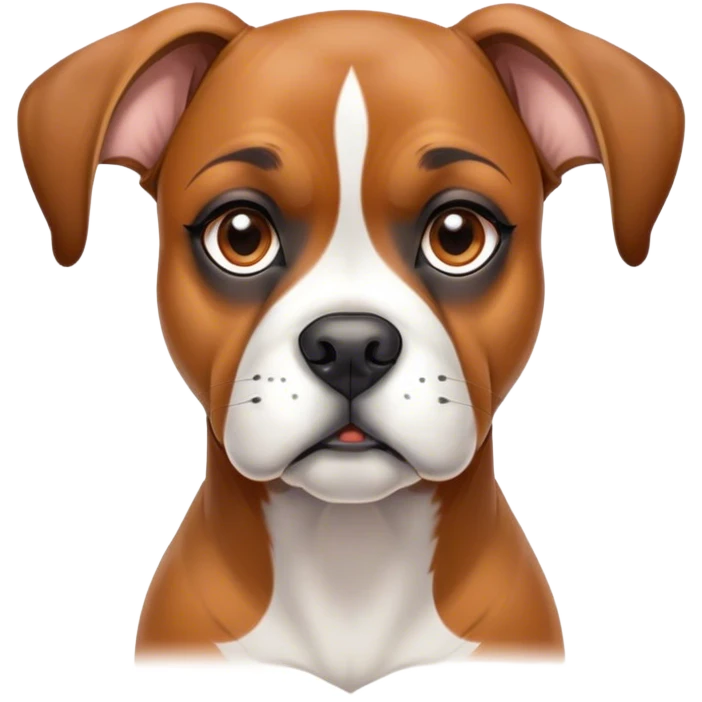 Cinematic Noble Fawn Boxer dog Portrait Emoji, Poised and regal, with a strong, muscular build and a sleek, well-groomed fawn Fur accented by a white muzzle and chest, deep-set soulful brown eyes, Simplified yet sharp and sophisticated features, highly detailed, glowing with a soft, dignified glow, high shine, intelligent and loyal, stylized with an air of strength, focused and attentive, soft glowing outline, capturing the essence of a watchful and confident guardian, so majestic it feels as though it could step out of the screen with effortless authority! emoji