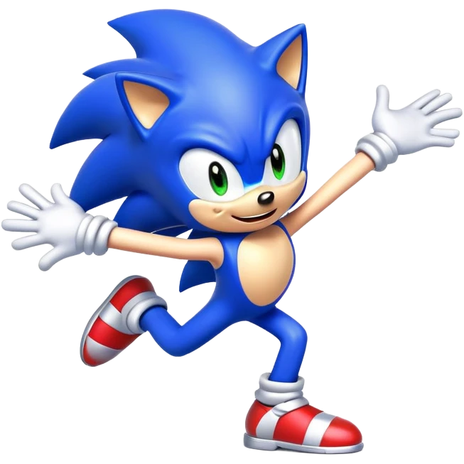 Blue cartoon Sonic character dancing energetically emoji