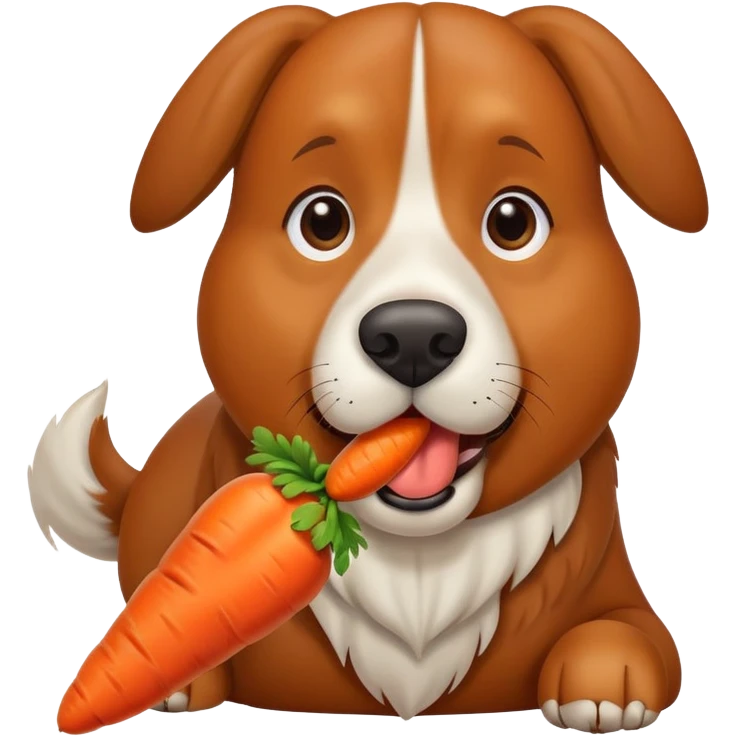 A large brown dog eating a carrot emoji