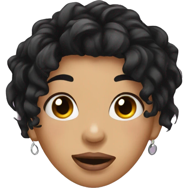 girl with messy black hair and tongue piercing emoji