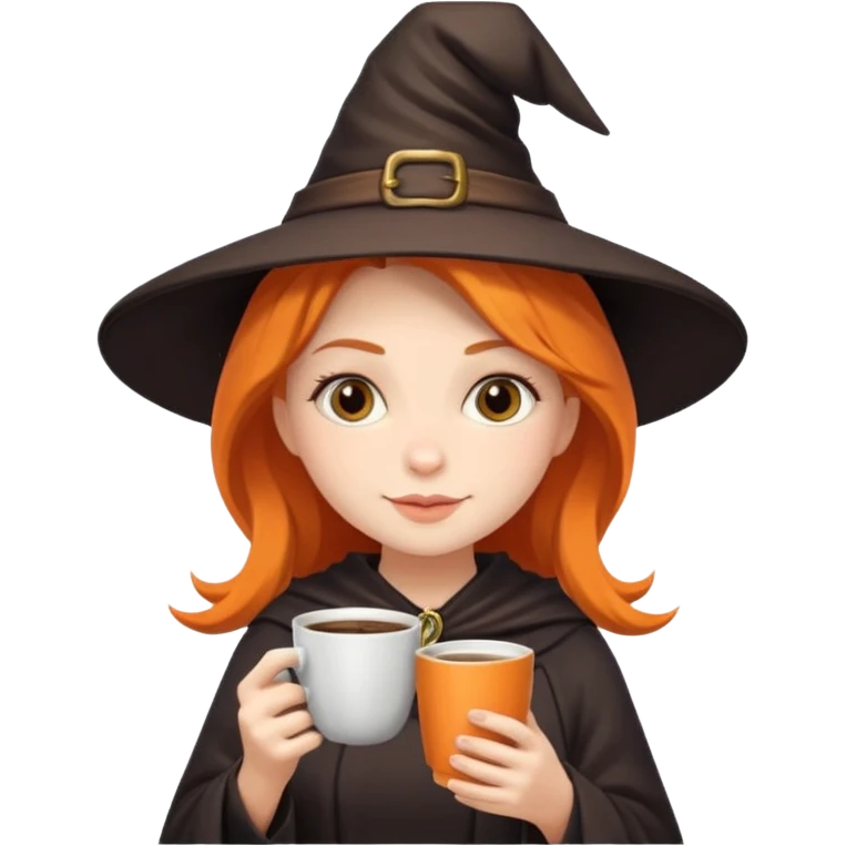 Cute witch  with coffee  emoji