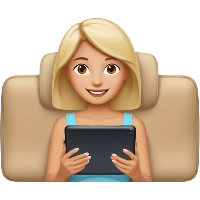 Woman watching movie on tablet emoji