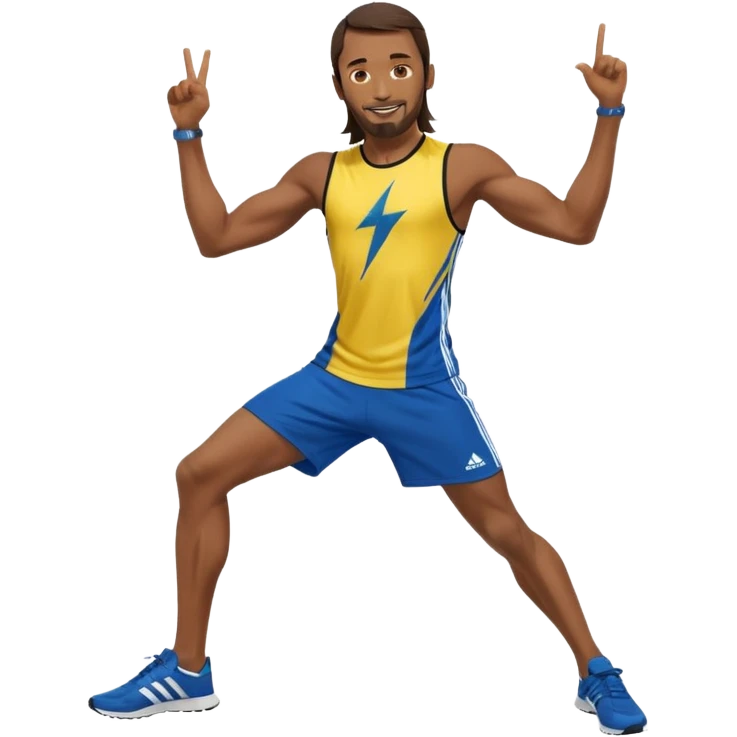 jesus in adidas clothes looking cool doing Usain bolt's move emoji