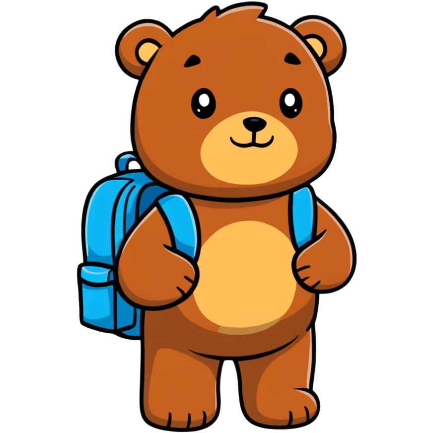 Colorful bear with backpack sticker emoji
