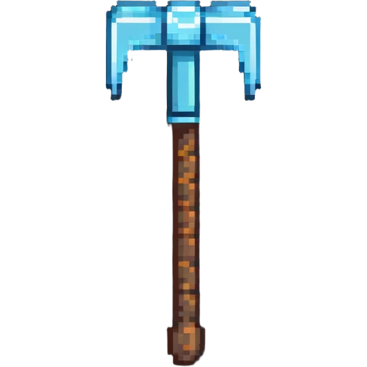 pixelated Minecraft diamond pickaxe emoji