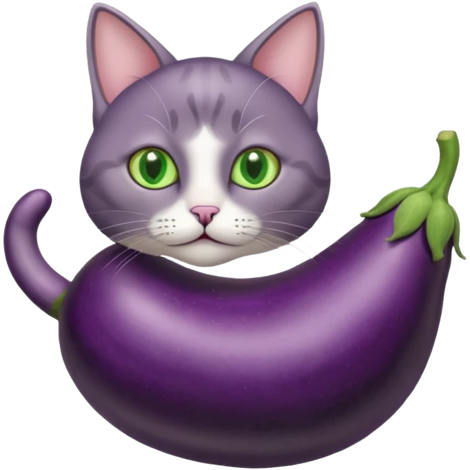 A cat on a eggplant  emoji