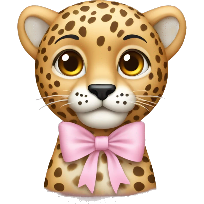 cheetah with light pink bow emoji