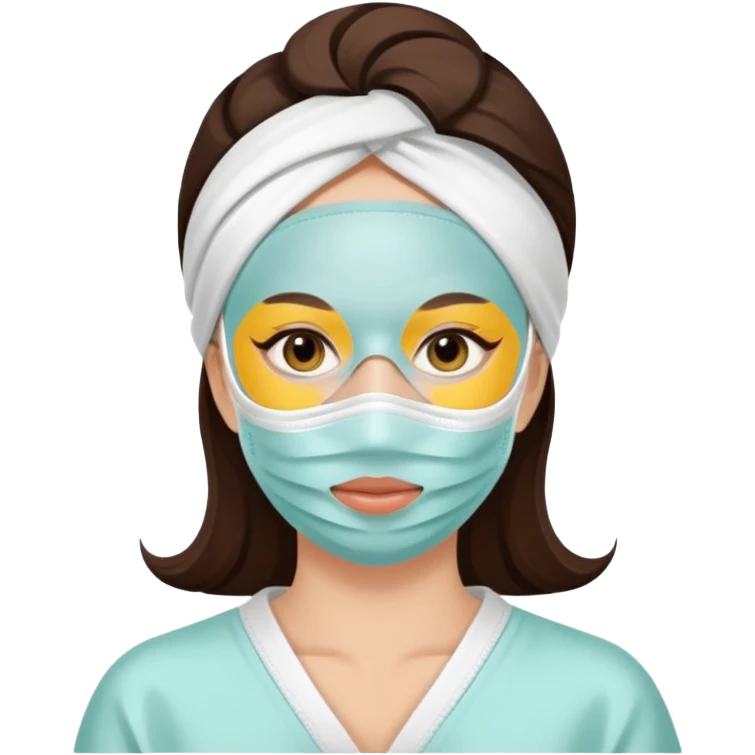 Lady with face mask spa beauty full face relaxing emoji